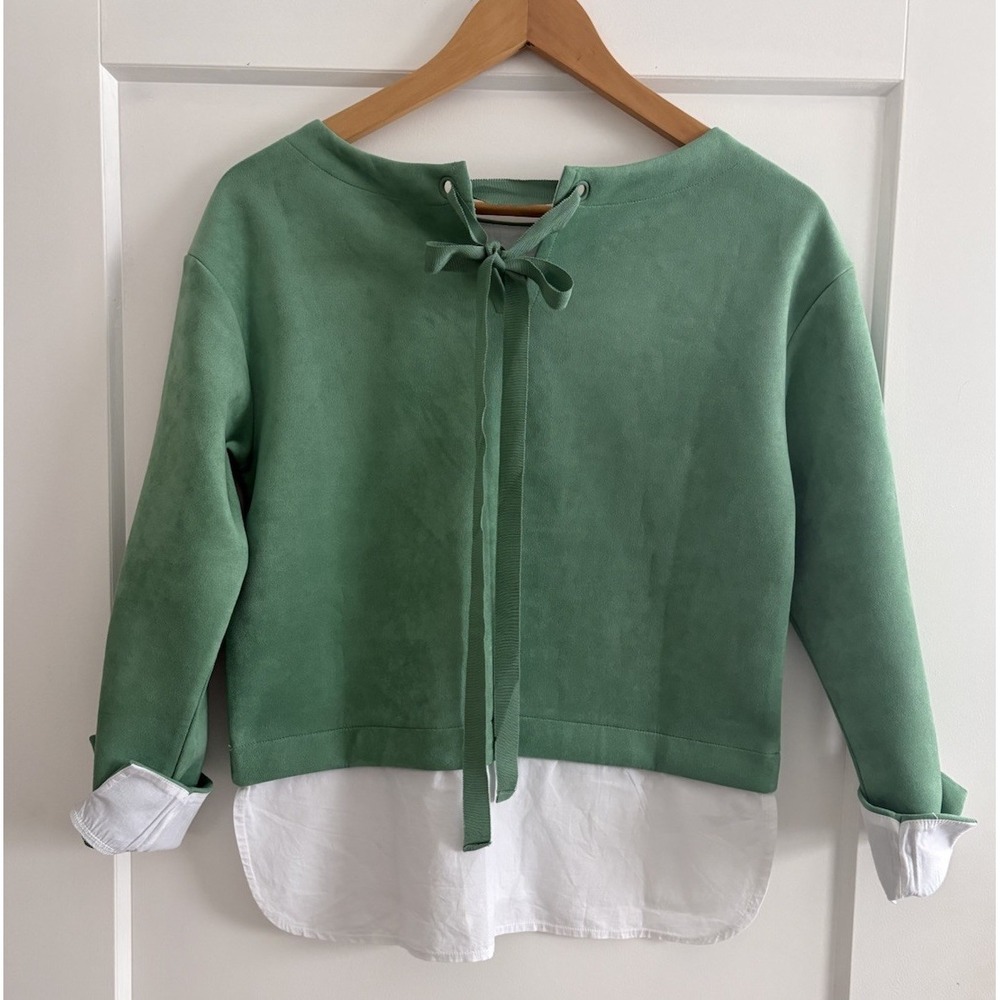 United Colors of Benetton White & Chic Green Effortless Layered-look Back Bow SM - Picture 3 of 14
